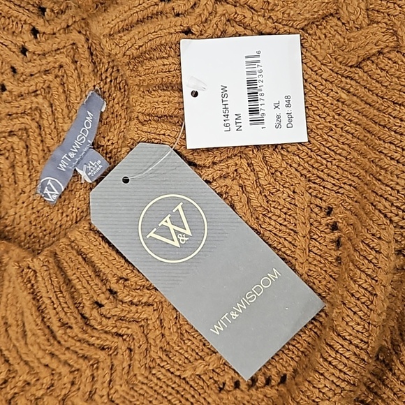 💕WIT & WISDOM💕 Cable Stitch Mock Neck Sweater Vest ~ Nutmeg Brown XL NWT - Picture 11 of 14